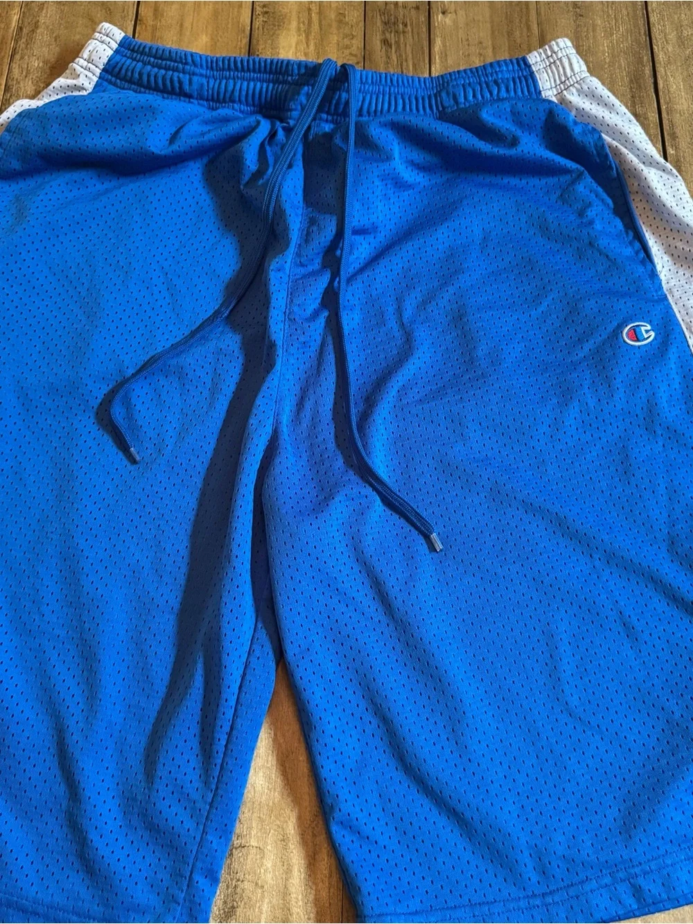 Champion 3XLT Blue White Mesh Basketball Shorts